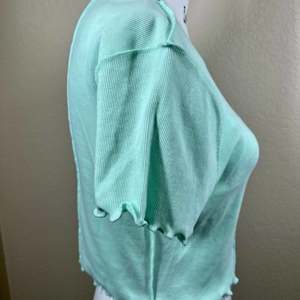 Aeropostale mint green  crop top lettuce hem baby tee top size L streetwear - Picture 12 of 16